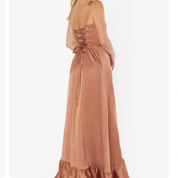 Show Me Your MuMu Clarissa Corset Dress - Copper Luxe Satin Size XS - Picture 2 of 5